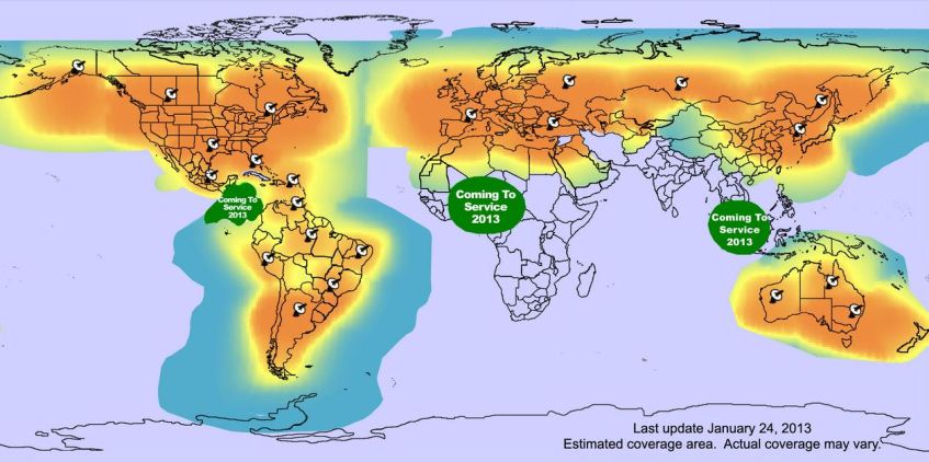 Globalstar Coverage Map