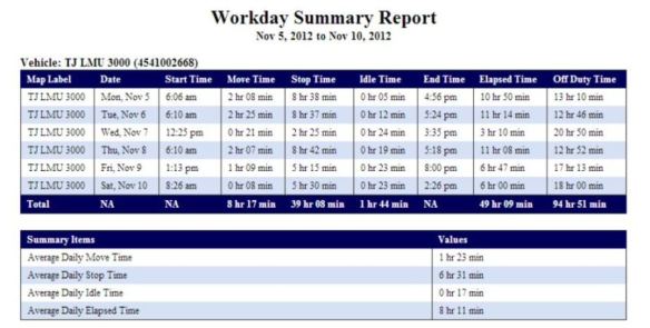 Workday Summary Report