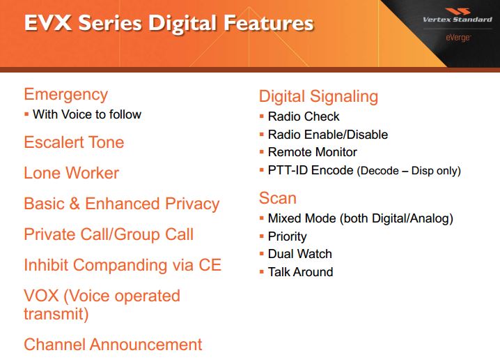 Vertex EVX DMR Digital Features