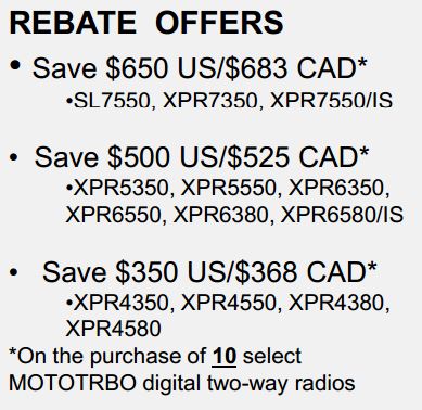 Motorola MOTOTRBO Rebates