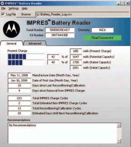 IMPRES Reader General Tab Data View