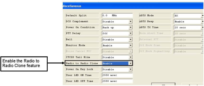 Radio-radio cloning feature in CPS