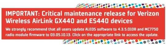 VZW GX440, ES440 Critical Maintenance Warning