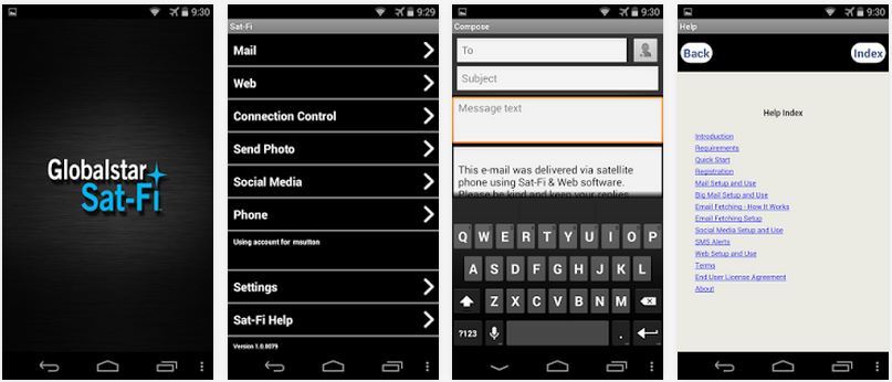 Globalstar Sat-Fi App Screenshots