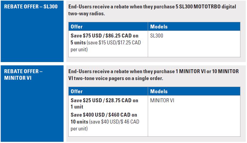 SL300 and Minitor VI Rebates