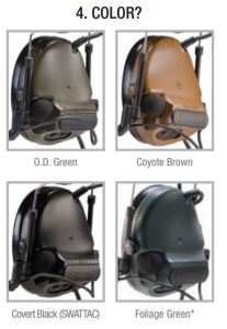 OD green, coyote brown, black, foliage green Headsets