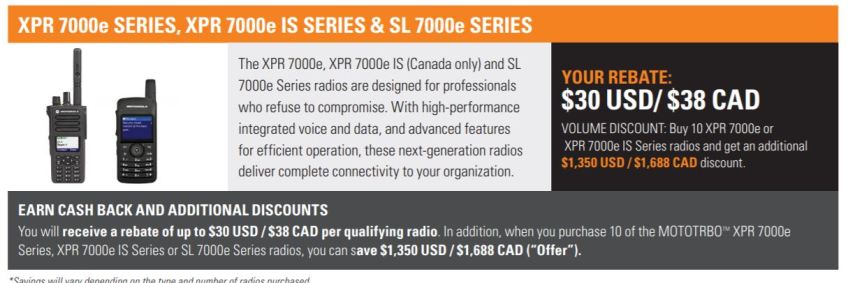 XPR 7000e and SL 7000e Rebate
