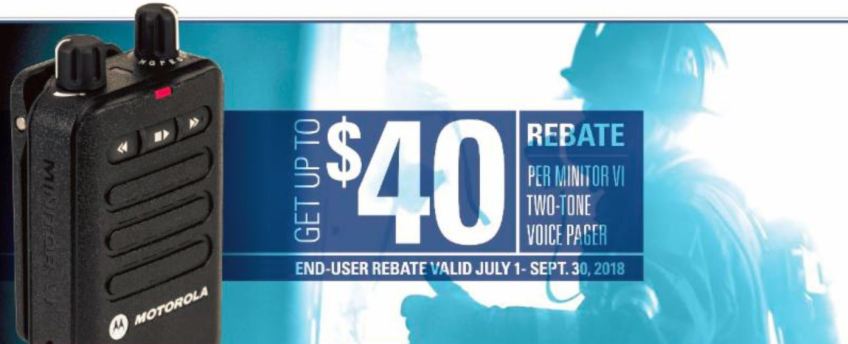 Up to $40 Rebate For Each Minitor VI Fire Pager Purchased