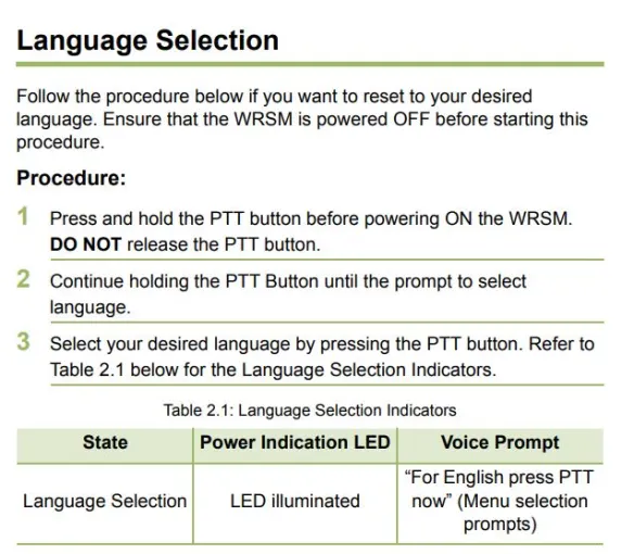 How to change language in wireless RSM
