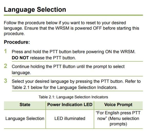 How to change language in wireless RSM